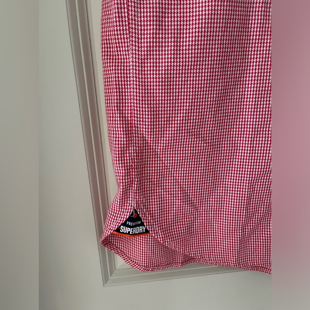 New Superdry Mens Red Check London Button Down Short Sleeve Casual Shirt L - Picture 2 of 6
